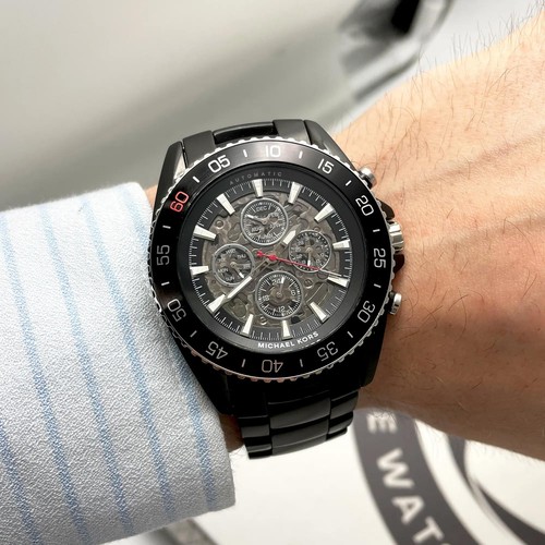 Michael Kors Jet-Master 45mm Czarny PVD Stal Automatyczny zegarek męski MK9012 - Zdjęcie 2 z 5