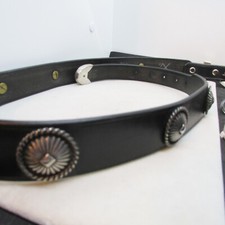 VTG SW  DARK  BROWN  LEATHER BELT W/CONCHOS  STERLING  " NEW  PRICE "