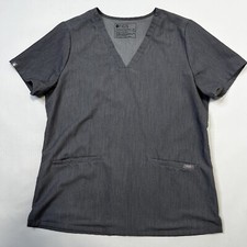 Figs Technical Casma Short Sleeve Scrub Top Gray Womens Medium 3 Pocket FW1100
