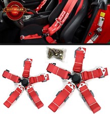 2 X 5-point Cam Lock Quick Release Red Nylon Harness Seat Belt For Vw Porsche
