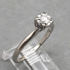 14K White Gold Diamond Engagement Ring .25Ct Size 7 1/2 Vintage Illusion Head Mt