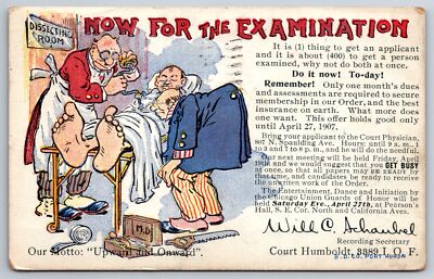 Chicago IL~IOF Union Guards Insurance Exam Comic~Pearson's Hall Dance~April 1907