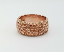 Sterling Silver 925 Rose Gold Tone Yellow Citrine Half Eternity Ring Sz7 / PJC