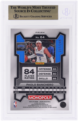 2023 Panini Prizm Monopoly Paolo Banchero Brown Prizm #64 /249 BGS