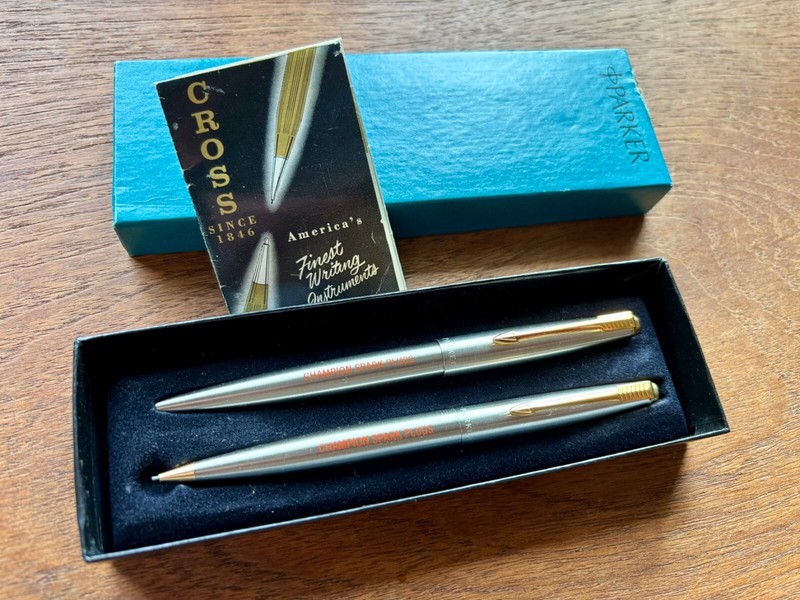 Vintage Champion Spark-Plug Parker Cross Pen Pencil Set Advertising Collectable