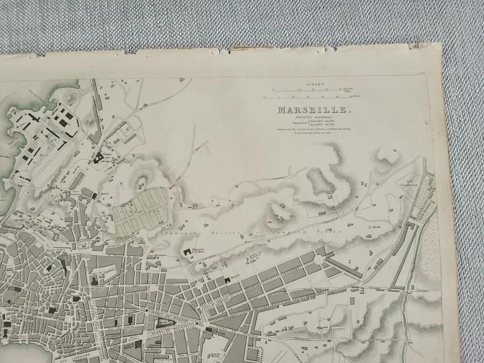 Nice, large, colored map of Marseille. 1846.  Original.  - Image 2 of 4