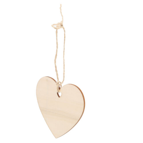 30pcs Heart Ornament Wooden Decor Sign With Rope Gift Tag For DIY Enthusiast ◈ - Photo 1/12