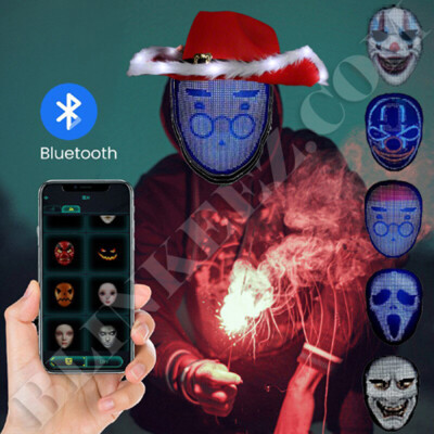 CHRISTMAS SANTA Mask LED Programmable Face Mask App Control Rechargeable Mask