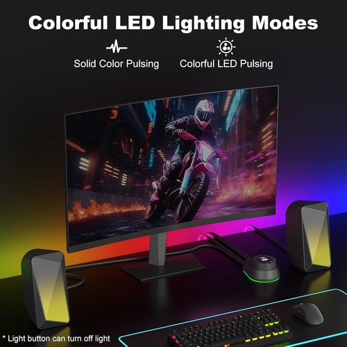 USB Powered RGB Gaming Speakers for Computer Monitor Laptop PC Desktop - Picture 6 of 7