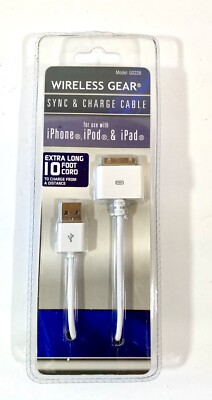 Wireless Gear Sync & Charge Cable for use with iPhone 4,4S, iPod, iPad 10  Cord