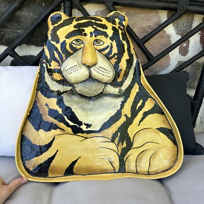 Vintage Chaiyot 1983 Tiger Platter Habitat International Thailand Signed Painted