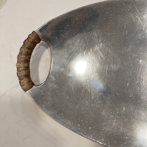 Mariposa Adagio Oval Platter Silver Tray 16” X 8” Wicker Rattan $114 - Picture 3 of 6