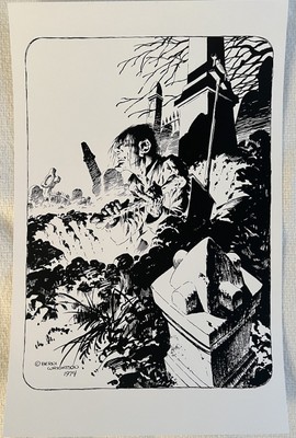 BERNIE WRIGHTSON PRINT NAKATOMI ARTIST EDITION 1974 GHOUL MONSTER   BLACK & WHT