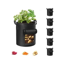 5-Pack 10 Gallon Potato Grow Bags, Garden Planting Bag with Reinforced Handle...