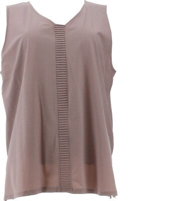MarlaWynne Stretch Tech Tank Front Pleats LILAC GRAY L NEW (689)