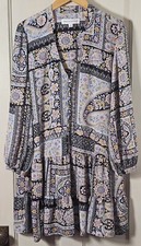 Emma & Michele Dress Women's M Pastel Paisley Floral Tiers Cottagecore BohoChic