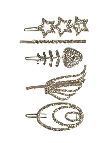 Juego de 5 piezas de clips para el cabello de estrás tijeras perlas horquilla niñas accesorios - Imagen 7 de 12