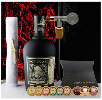 Ron Botucal Rum + Glaskugelportionierer + 9 Edelschokoladen in 9 Sorten Geschenk
