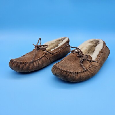UGG Ladies 5133 Suede Slip on Moccasin Hard Sole Fur Lined Slipper