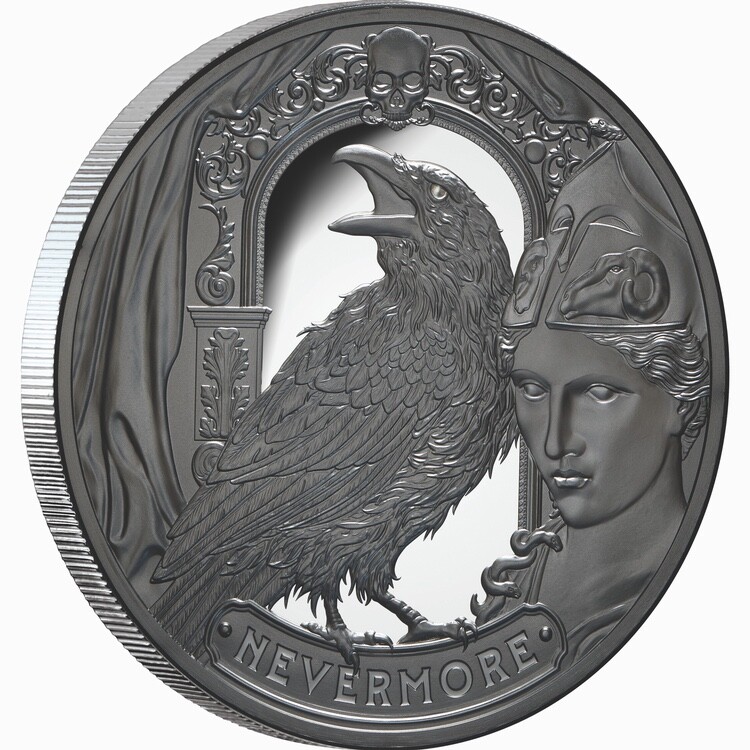 Niue 2025 THE RAVEN Edgar Allan Poe $5 2 Oz Silver Black