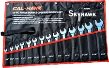 14 PC SAE OPEN END V-Groove ANGLE HEAD WRENCH Set Chrome plating CR-V 