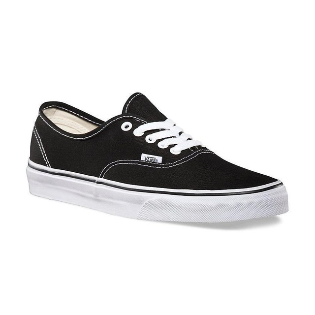vans authentic classic black and white lace up trainers