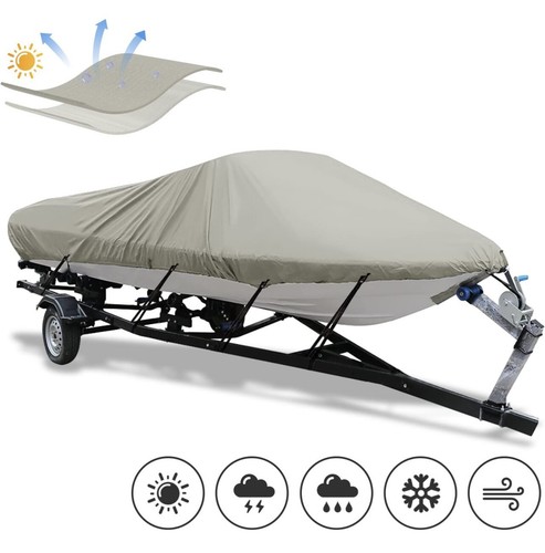 Boat Cover 17-19ft Long x 96" Wide Gray 100% Waterproof Marine Grade - A0181 - Picture 7 of 9