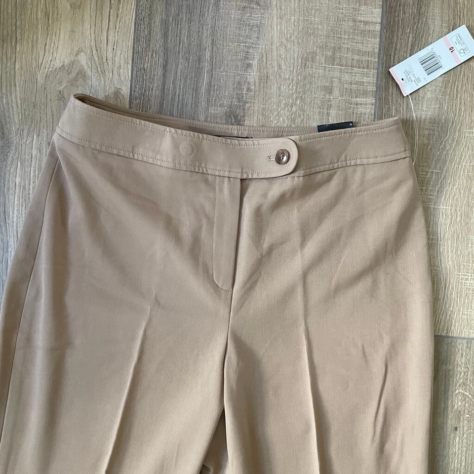 Jones New York Pantalones Para Mujer 10 NUEVO Calce Clásico Pantalones Elásticos Caqui Tostado Foto 2 de 4