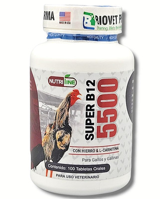   Super B12 5500 Rooster & Hen Supplement - Iron & L-Carnitine Booster - For Pou