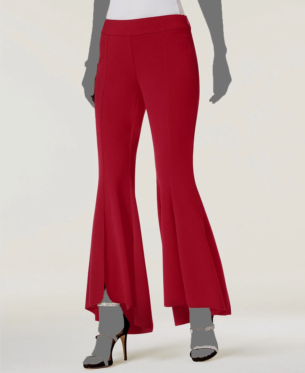 $80 INC International Concepts Womens Red Slim-Fit Flared High-Low Pants  Size 16