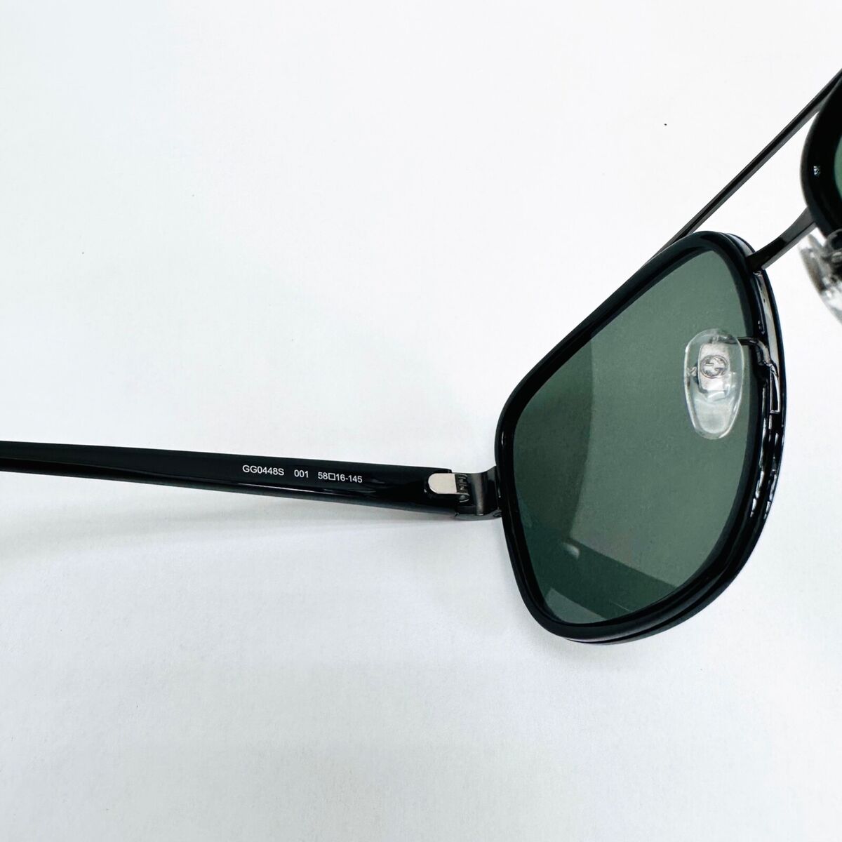 GUCCI WEB Stripe 0448 Black Rectangle Aviator 001 Sunglasses GUCCI WEB Stripe 0448 Black Rectangle Aviator 001 Sunglasses