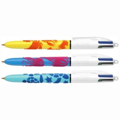 BIC 4-Farb-Kugelschreiber 4Colours VELOURS gelb grün blau [wählbar]