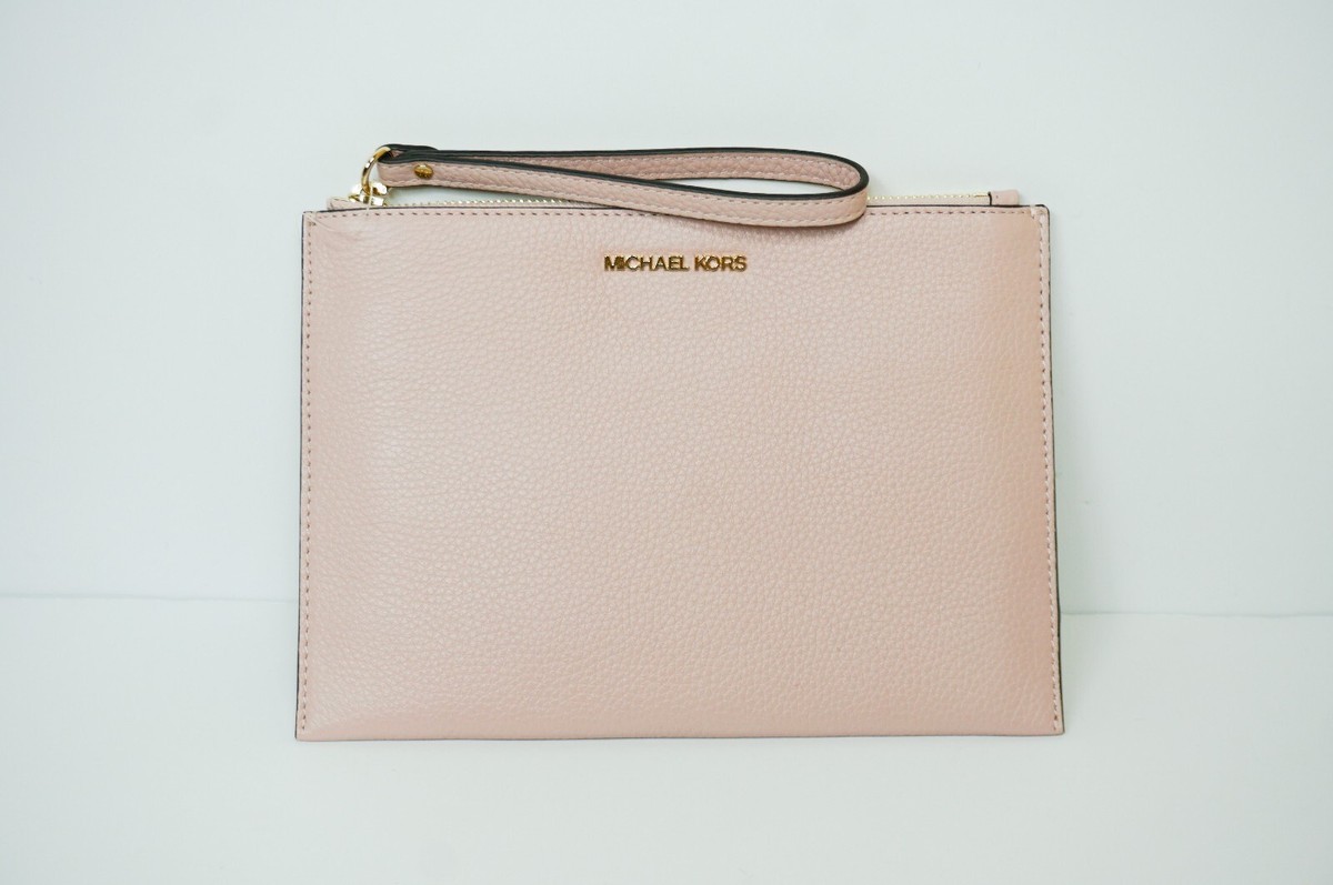 MICHAEL KORS JET SET TRAVEL XL CLUTCH WRISTLET PEBBLED LEATHER