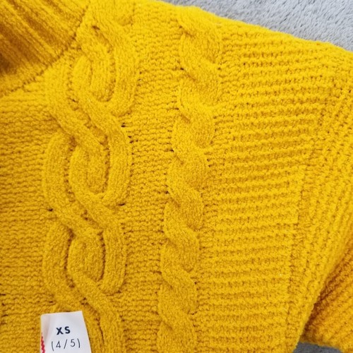 Girls Yellow Cable Knit Sweater Long Sleeve Mock Neck Cat & Jack Size XS (4/5) - Picture 4 of 9