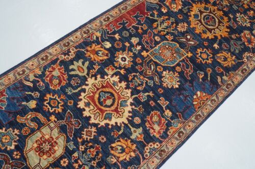 3 x 14 ft Navy Blue Bidjar Oriental Afghan Hand knotted Traditional Runner Rug