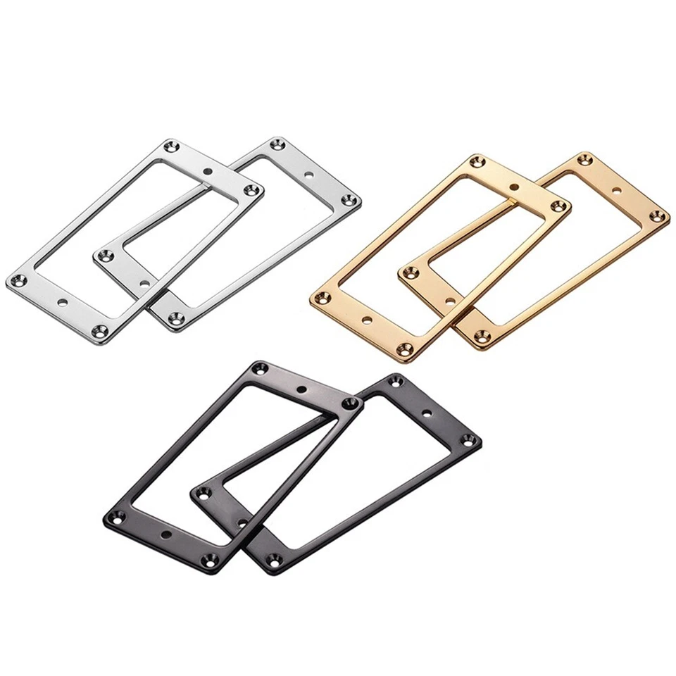 2Pcs Guitar Humbucker Pickup Mounting Ring Frame Bridge Neck Flat Bottom - Image 2 of 4