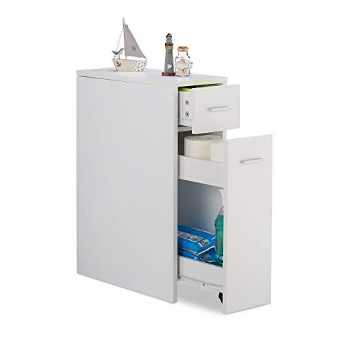 Relaxdays Mobile Salvaspazio Alto & Stretto, 2 Cassetti, Bagno, (A1e)