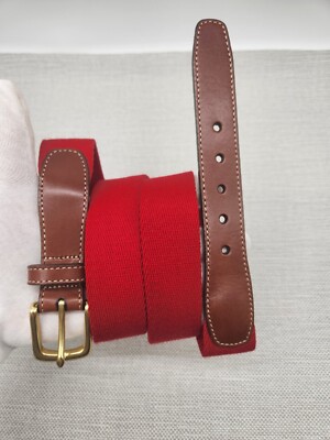 Lands’ End Leather and Canvas Belt Lands End Canvas Belt Tan 100% Leather L 47 main image 4