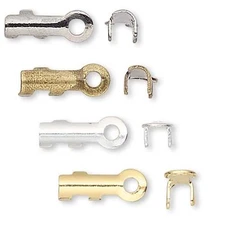 100 Fold Over Cord Crimp Bead End Tip Findings W/ Loop For Jewelry Cord & Wire