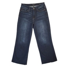 Judy Blue Wide Leg Jeans Dark Wash Raw Hem High Rise JB82517DK Womens 5/27