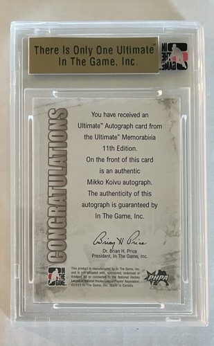 2011/12 In The Game Mikko Koivu Auto Autograph Silver 8/19 Minnesota Wild - Picture 2 of 2