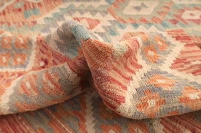 Kelim Teppich 193x156 cm Handgewebt Wolle Boho Ethno Multicolor Unikat