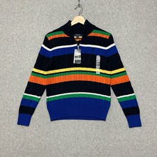 Polo Ralph Lauren Striped Cotton 1/4 Zip Sweater Youth M Colorful Pony