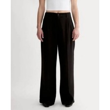 Everlane Womens Pleated Chino Twill Tencel Buttersoft Black Trouser Pants 6 New