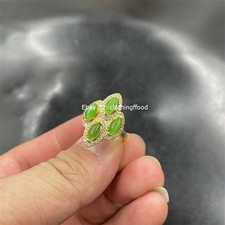 Collect A Women's Jade Ring with Electroplated and Inlaid Green Cat's Eye Stone