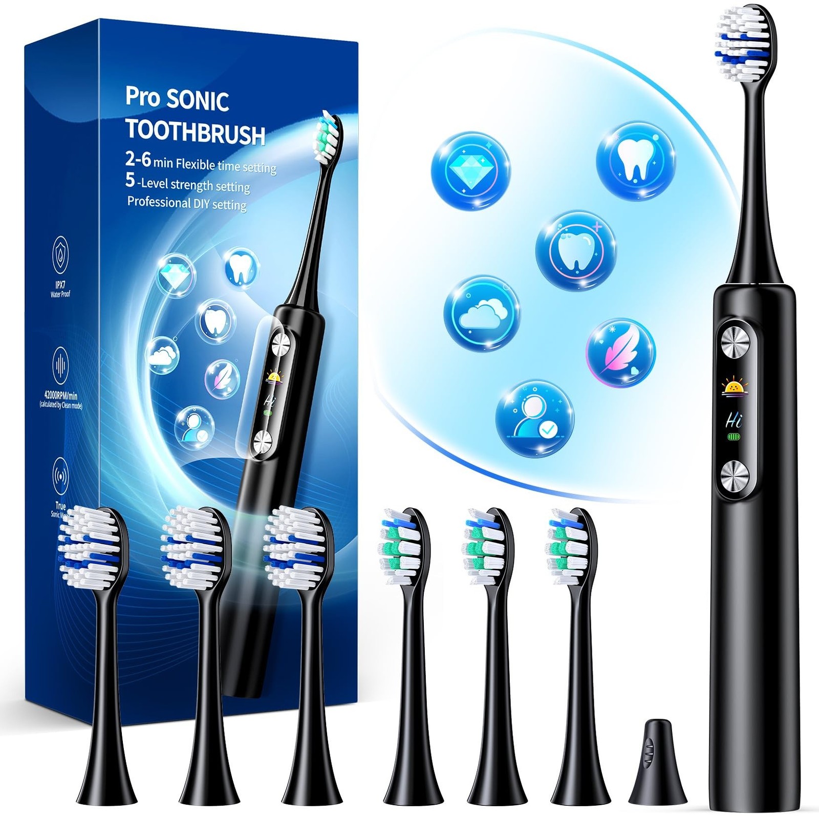 Electric Toothbrush for Adults with 6 Modes and 5 Intensity 