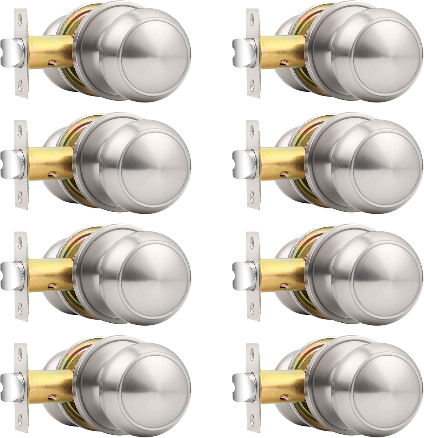 Round Door Knobs, Keyless 8-pack For Hall & Closet