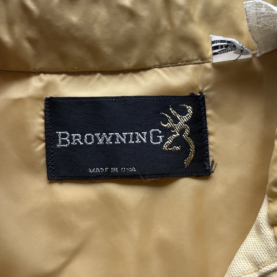 Винтажная холщовая охотничья рубашка Browning США 16L бежевая на пуговицах спереди 80-е 90-е - Изображение 2 из 4