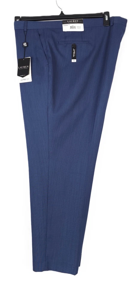 Lauren Ralph Lauren Classic-Fit Stretch Wool Suit Pants Blue Birdseye 54x30 NWT - Image 4 of 4