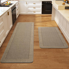 Kitchen Rugs Set of 2, Kitchen Mats for Floor,17X30 17X47 Brown